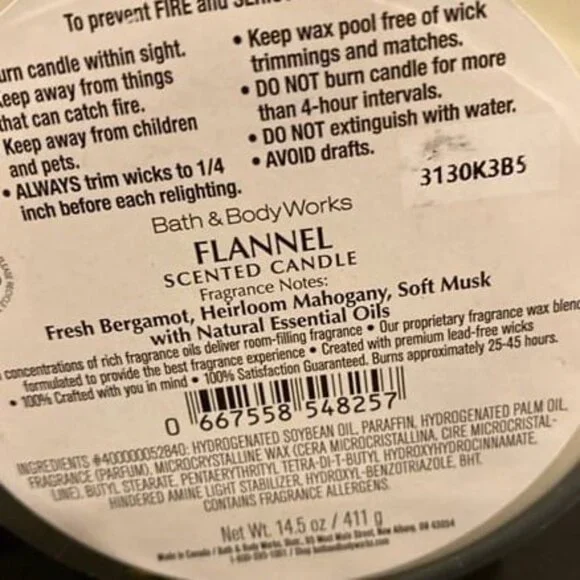 Bath & Body Works “Flannel” NEW 3 Wick Candle - Picture 5 of 6